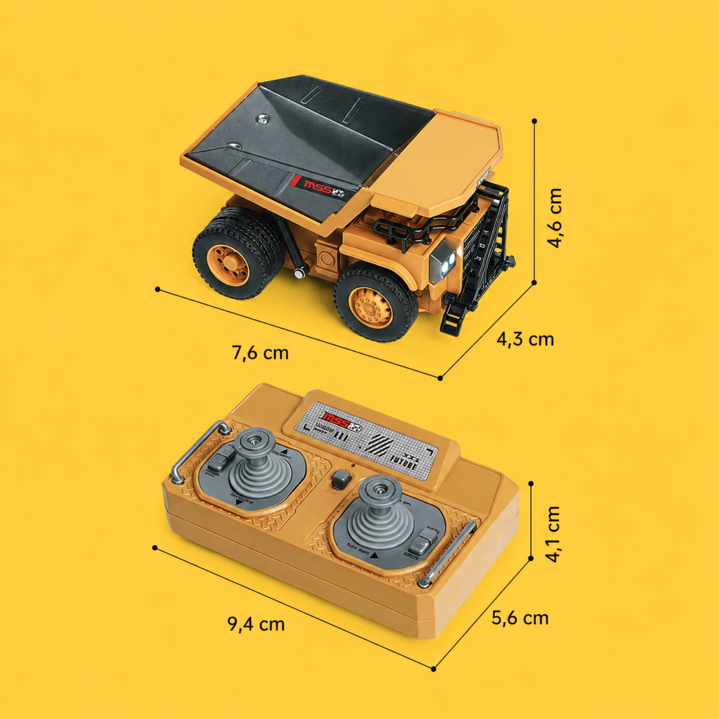 Mini Damperli Kamyon - Uzaktan Kumandalı Masaüstü LED Farlı İş Makinesi!