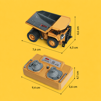 Mini Damperli Kamyon - Uzaktan Kumandalı Masaüstü LED Farlı İş Makinesi!