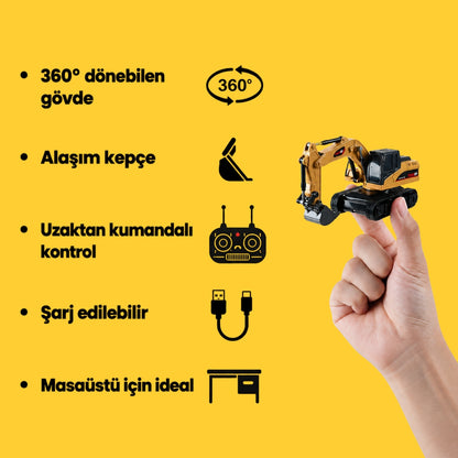 Mini Ekskavatör - Uzaktan Kumandalı Masaüstü İş Makinesi!