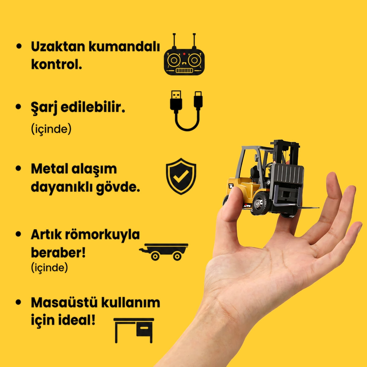 Mini Forklift - Uzaktan Kumandalı Masaüstü İş Makinesi!