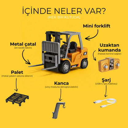 Mini Forklift - Uzaktan Kumandalı Masaüstü İş Makinesi!